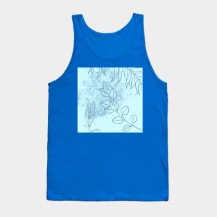 Tropical Blue Leaves Abstract Art Tank Top